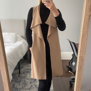 MISS SELFRIDGE Long camel waist coat